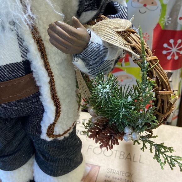 HOLIDAY LANE Northern Holiday Fabric Standing Santa with Gift Bag - Picture 5 of 8